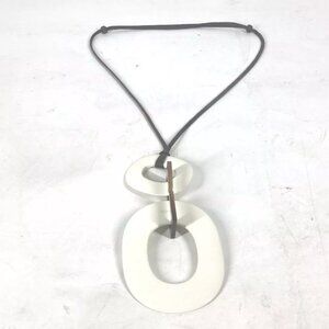 HERMES Ism Accessories Necklace Buffalo horn White/Brown
